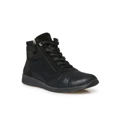 Boots met ritsen in leer en stretchstof