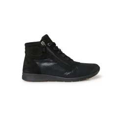 Boots met ritsen in leer en stretchstof