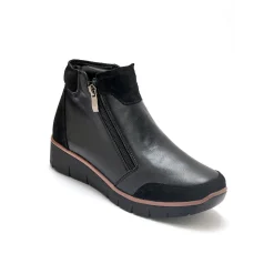 Boots met sleehak en rits in leer en splitleer