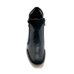 Boots met sleehak en rits in leer en splitleer