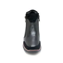 Boots met sleehak en rits in leer en splitleer