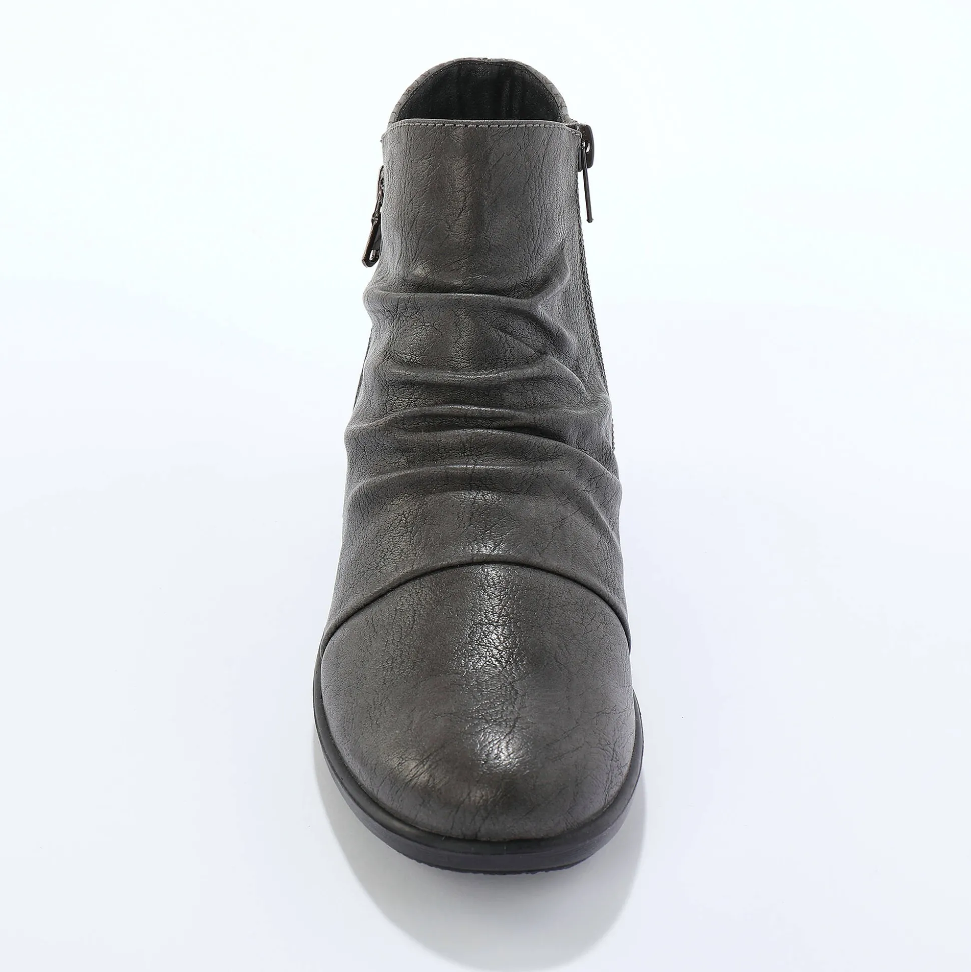 Boots met sleehak en rits, getextureerd effect achter