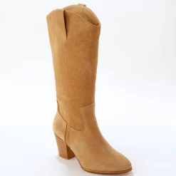 Bottes hautes santiags, cuir suédé