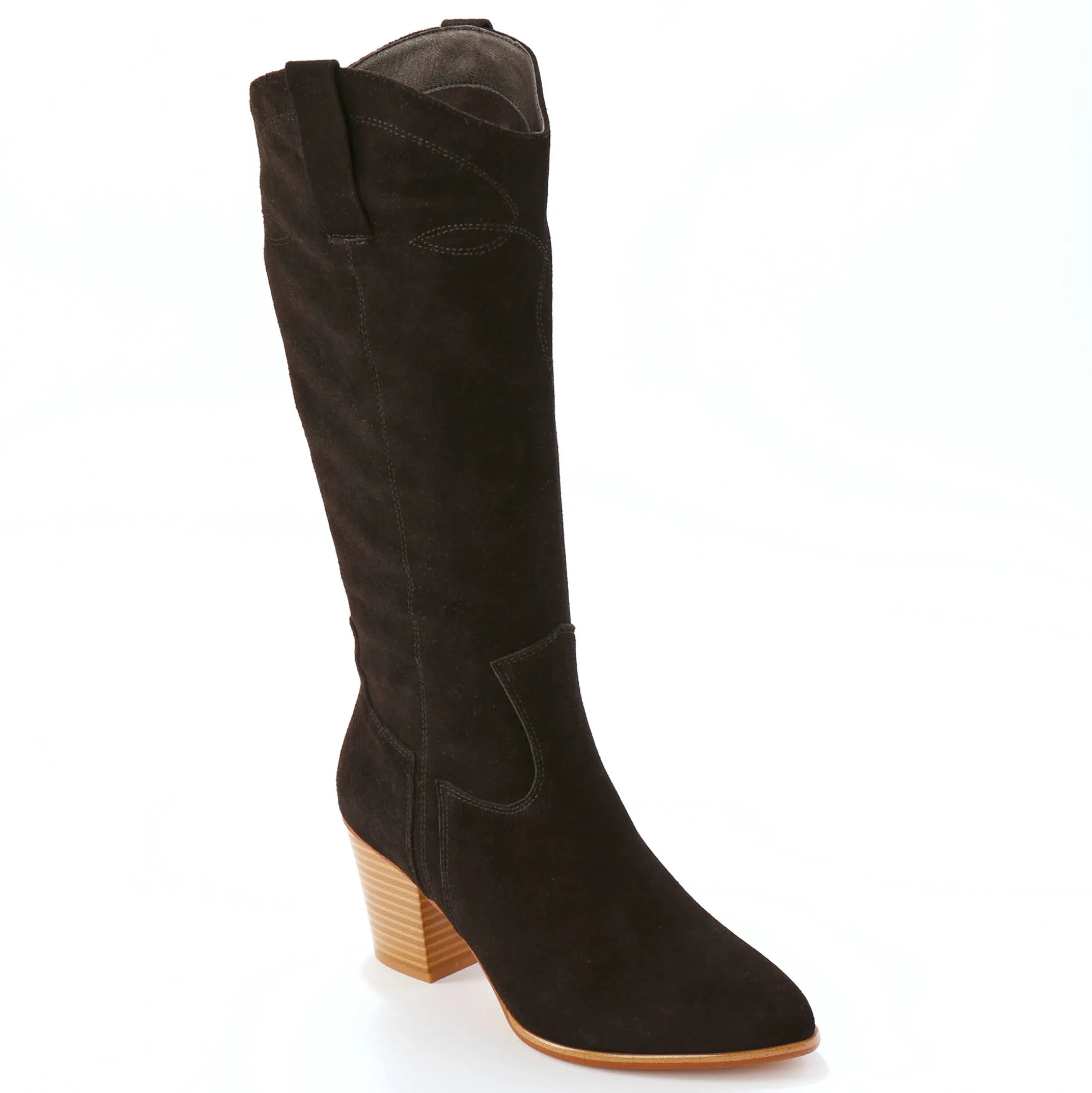 Bottes hautes santiags, cuir suédé