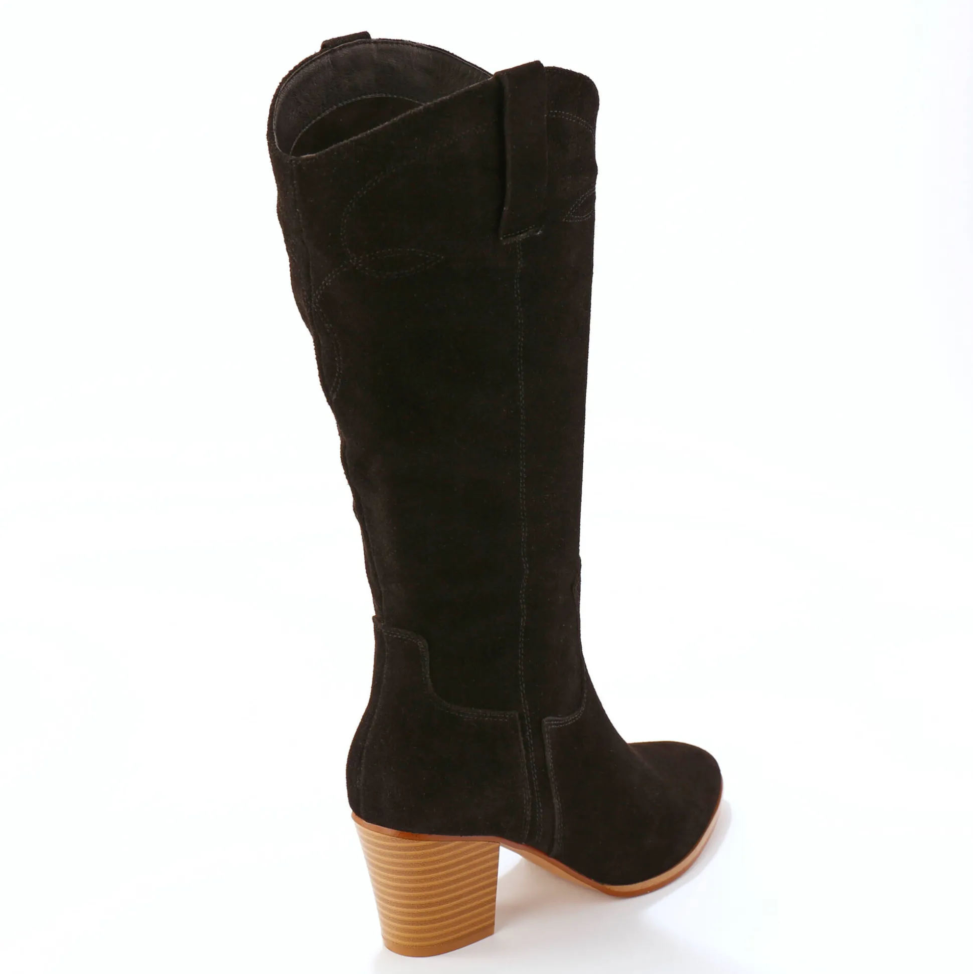 Bottes hautes santiags, cuir suédé