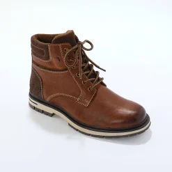 Bottines met veters, leer en velours