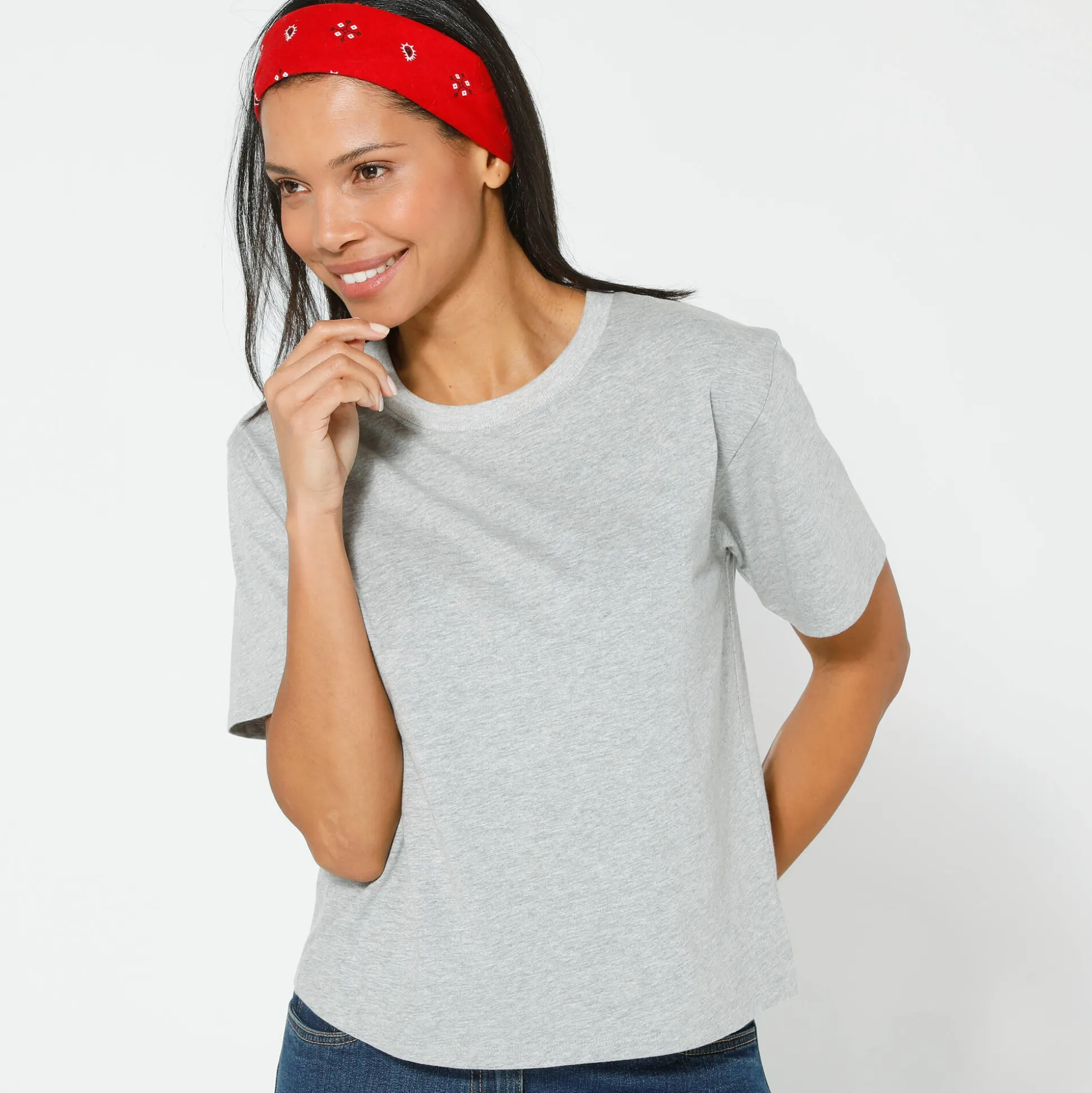 Boxy T-shirt met ellebooglange mouwen