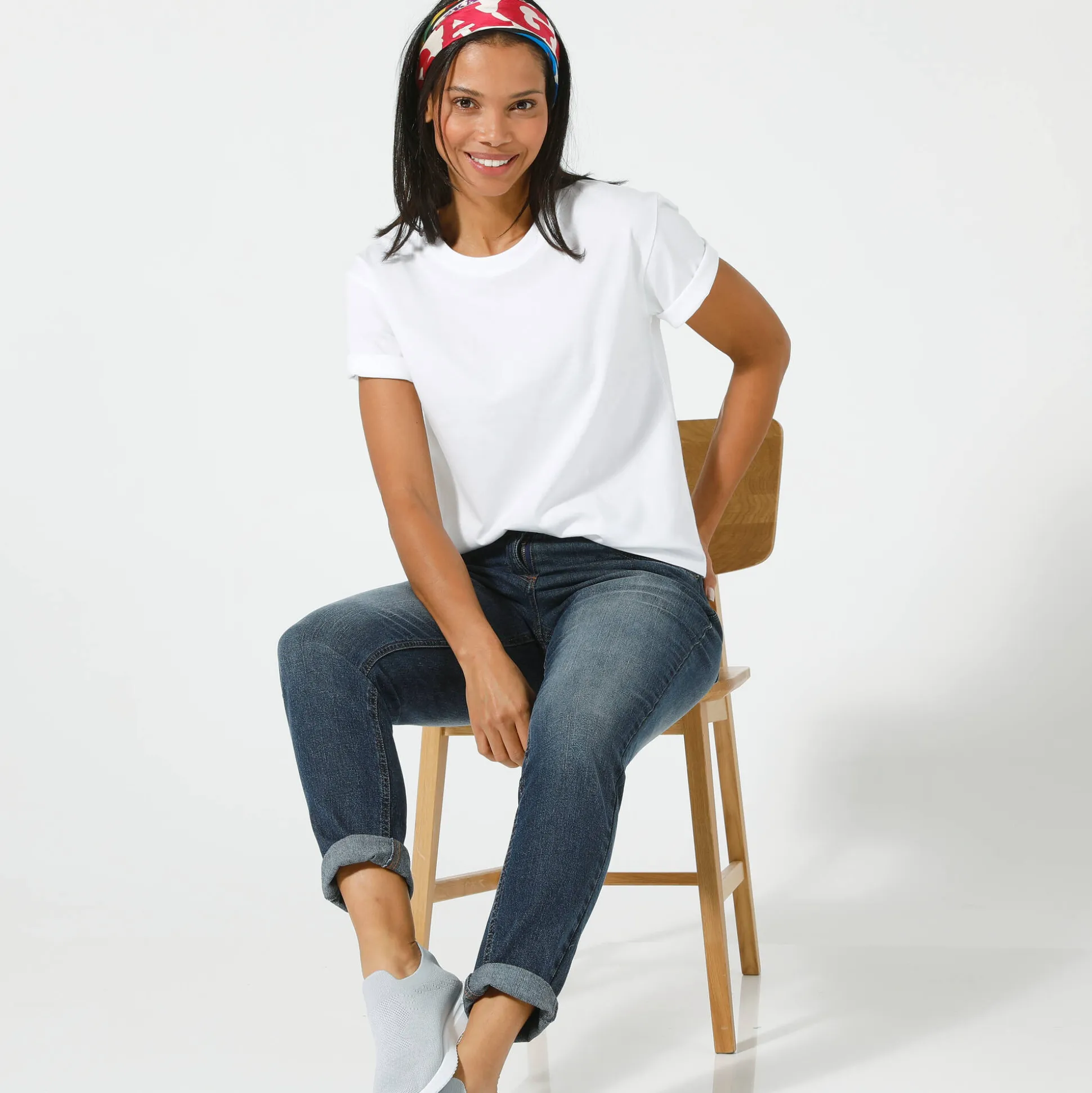 Boxy T-shirt met ellebooglange mouwen