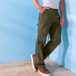 Broek in cargostijl, elastische gabardine