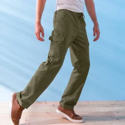 Broek in cargostijl, elastische gabardine