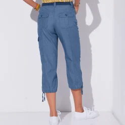 3/4-broek in denim met tricot tailleband