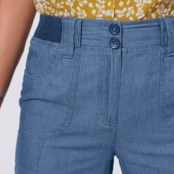 3/4-broek in denim met tricot tailleband