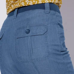3/4-broek in denim met tricot tailleband