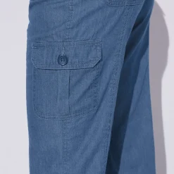 3/4-broek in denim met tricot tailleband