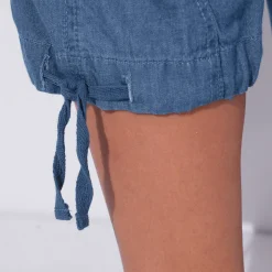 3/4-broek in denim met tricot tailleband