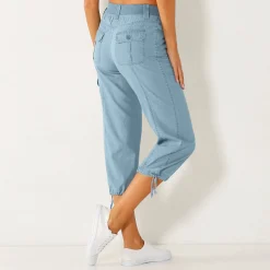 3/4-broek in denim met tricot tailleband