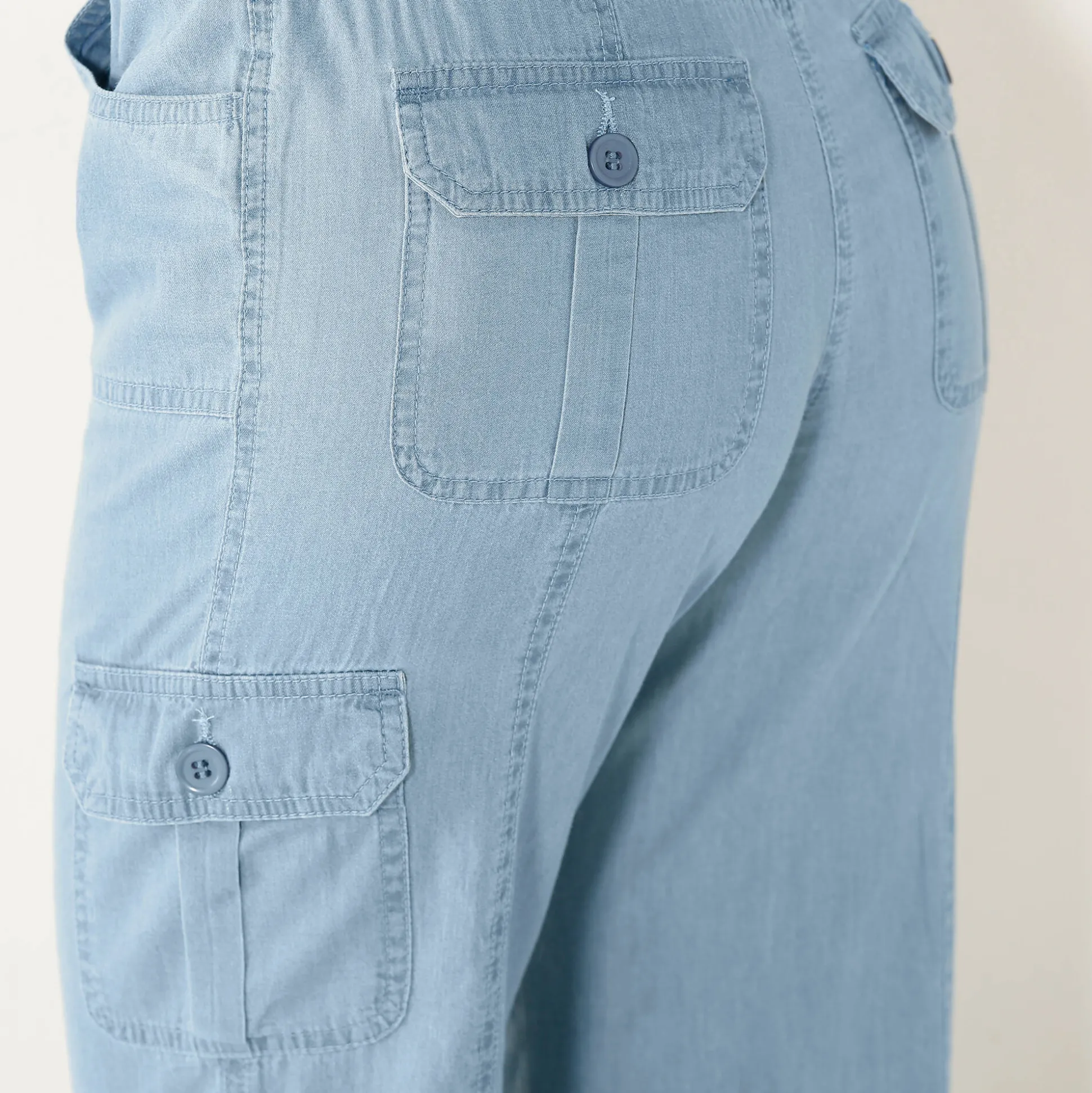 3/4-broek in denim met tricot tailleband