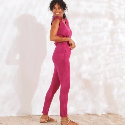 Broek in effen, soepel tricot met elastische taille