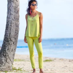Broek in effen, soepel tricot met elastische taille