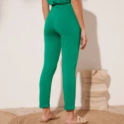 Broek in effen, soepel tricot met elastische taille