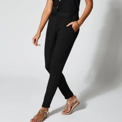 Broek in effen, soepel tricot met elastische taille