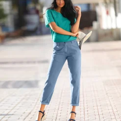 Broek in lichte jeansstof