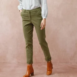 Broek in 'mom' model met hoge taille, stretch