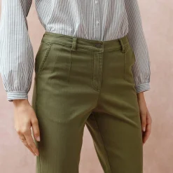Broek in 'mom' model met hoge taille, stretch