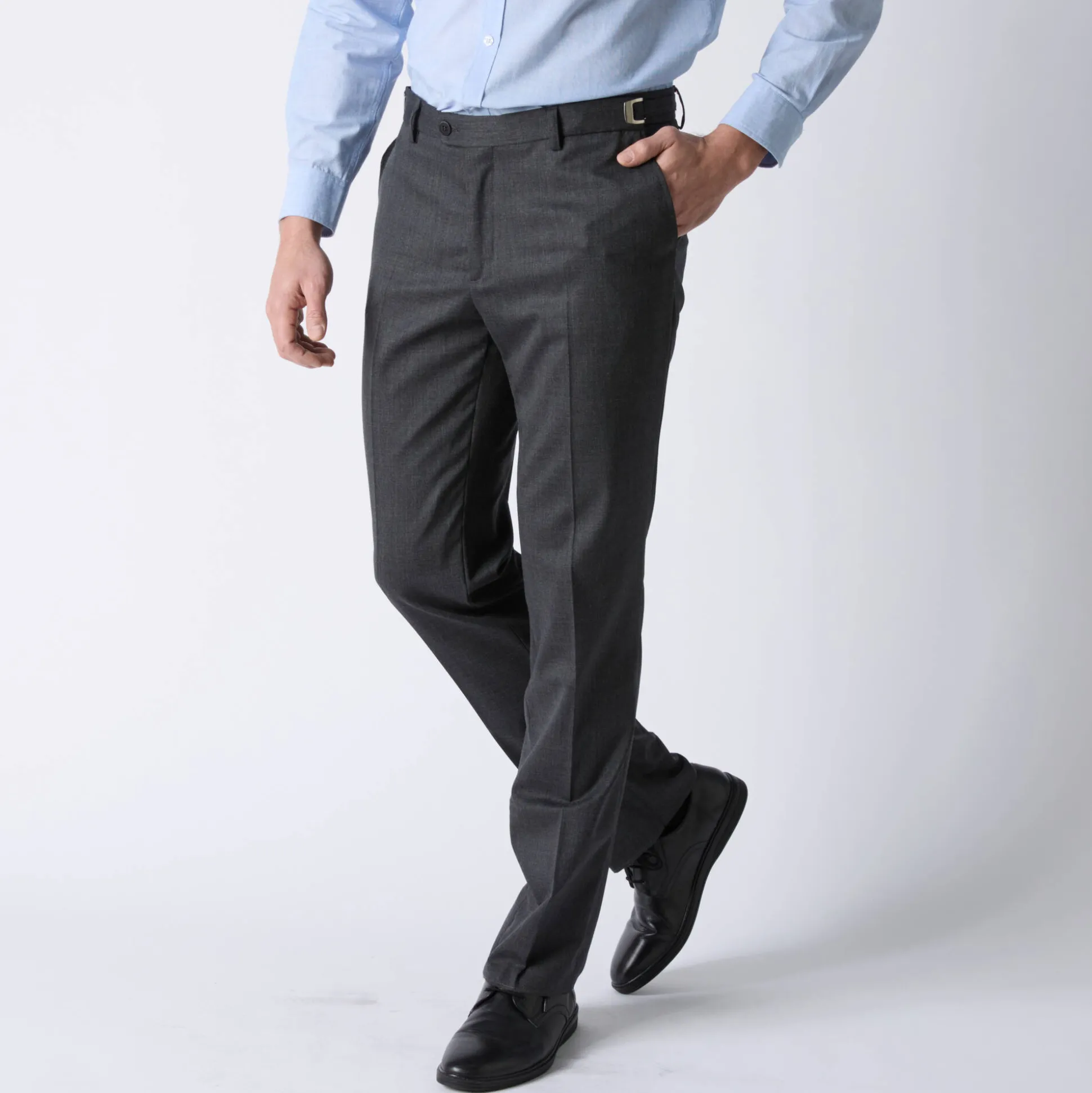 Broek in polyester en wol met verstelbare tailleband