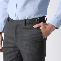 Broek in polyester en wol met verstelbare tailleband