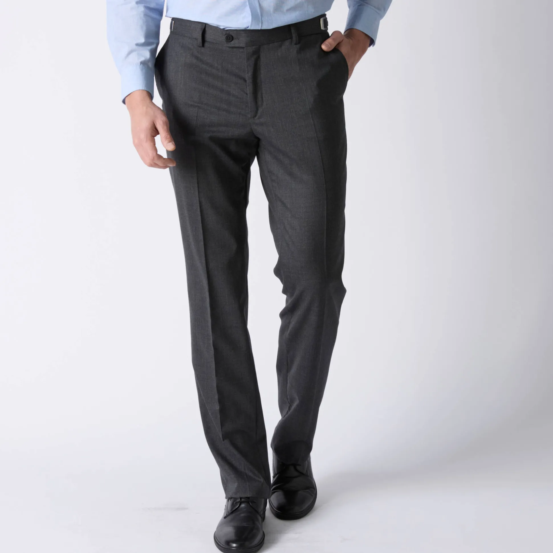 Broek in polyester en wol met verstelbare tailleband