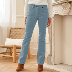 Broek in ribvelours met recht model