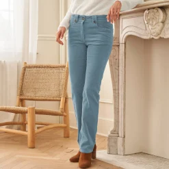 Broek in ribvelours met recht model