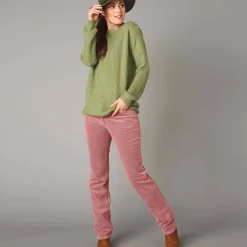 Broek in ribvelours met recht model
