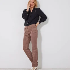 Broek in ribvelours met recht model