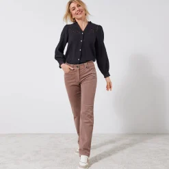 Broek in ribvelours met recht model
