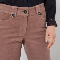 Broek in ribvelours met recht model