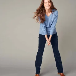 Broek in ribvelours met recht model