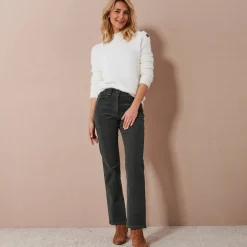 Broek in ribvelours met recht model
