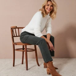 Broek in ribvelours met recht model