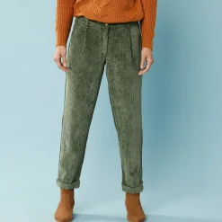 7/8-broek in velours, kleine lengtes
