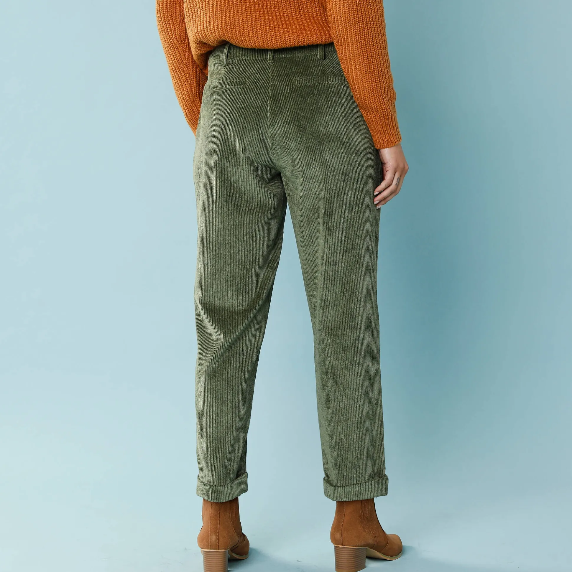 7/8-broek in velours, kleine lengtes