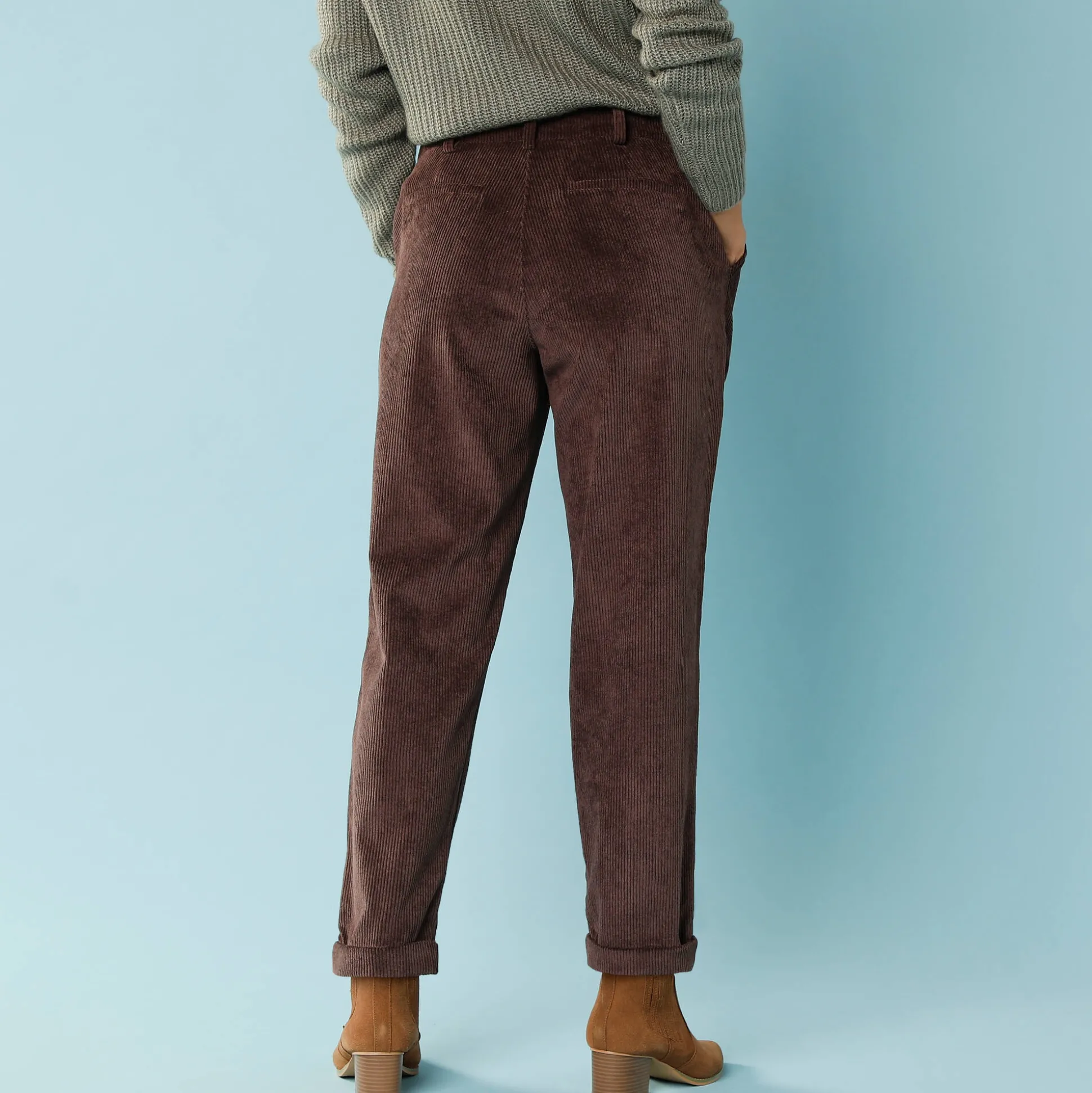 7/8-broek in velours, kleine lengtes