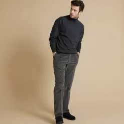Broek in velours met elastische taille zonder bandplooien