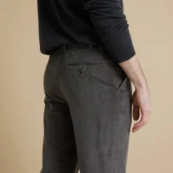 Broek in velours met elastische taille zonder bandplooien