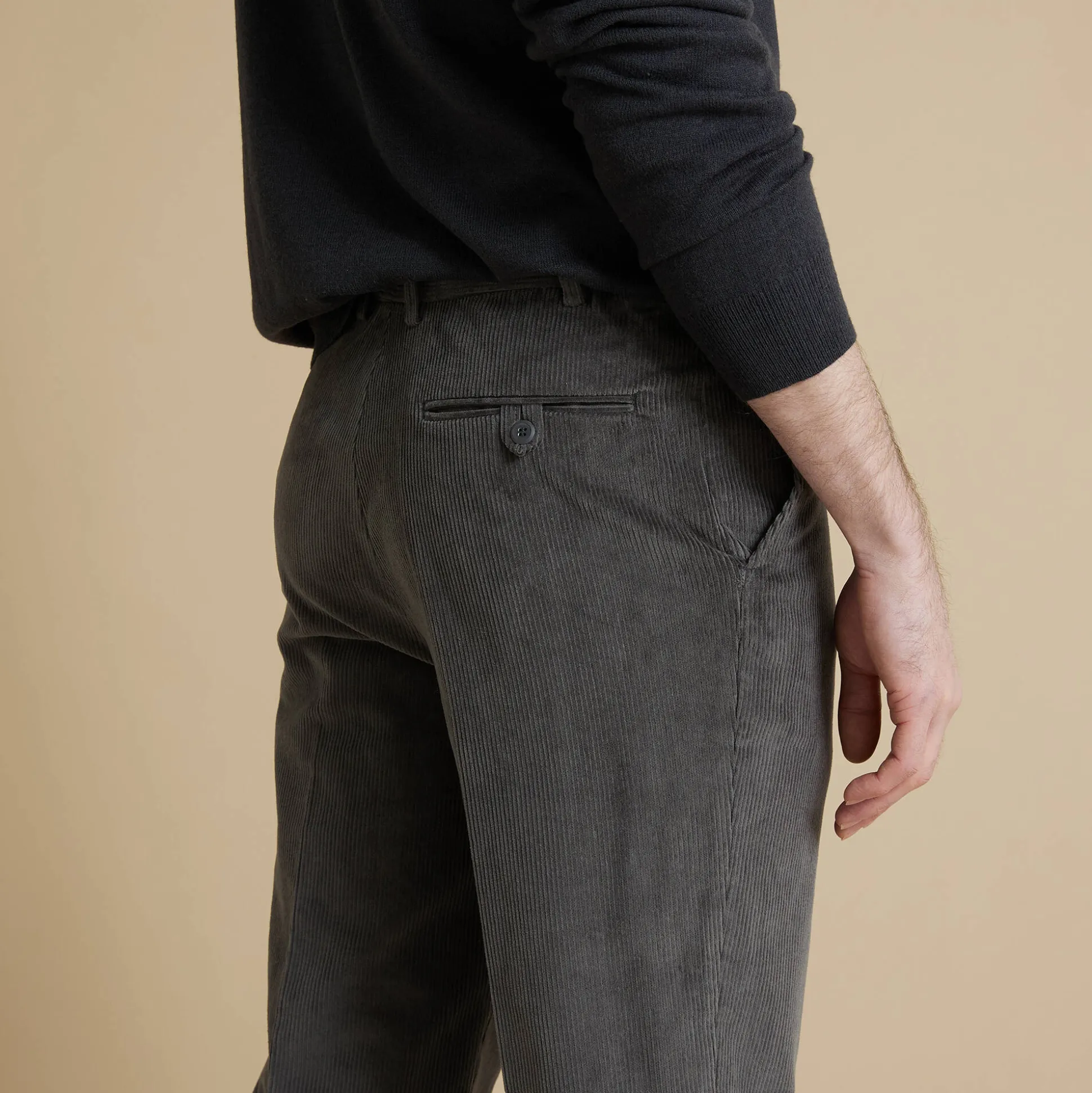 Broek in velours met elastische taille zonder bandplooien