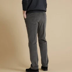 Broek in velours met elastische taille zonder bandplooien