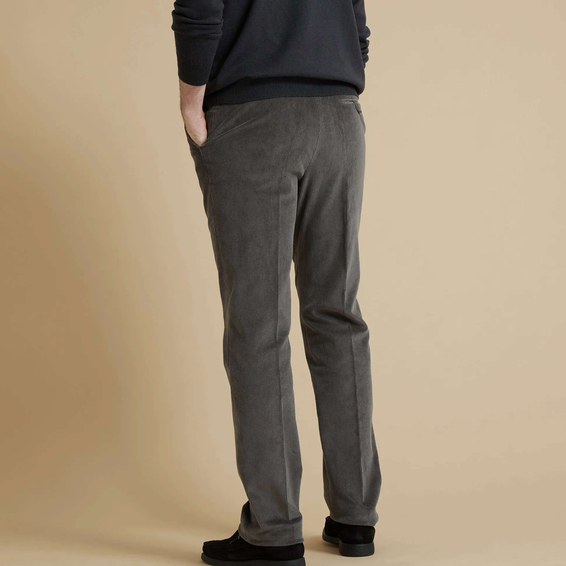 Broek in velours met elastische taille zonder bandplooien