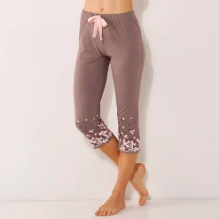 3/4-broek met bloemenprint onderaan - katoenjersey