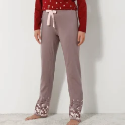 Broek met bloemenprint onderaan - katoenjersey